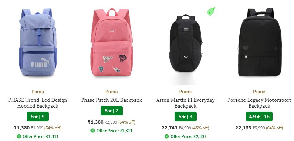Ajio Loot 60 On Puma Backpacks Link