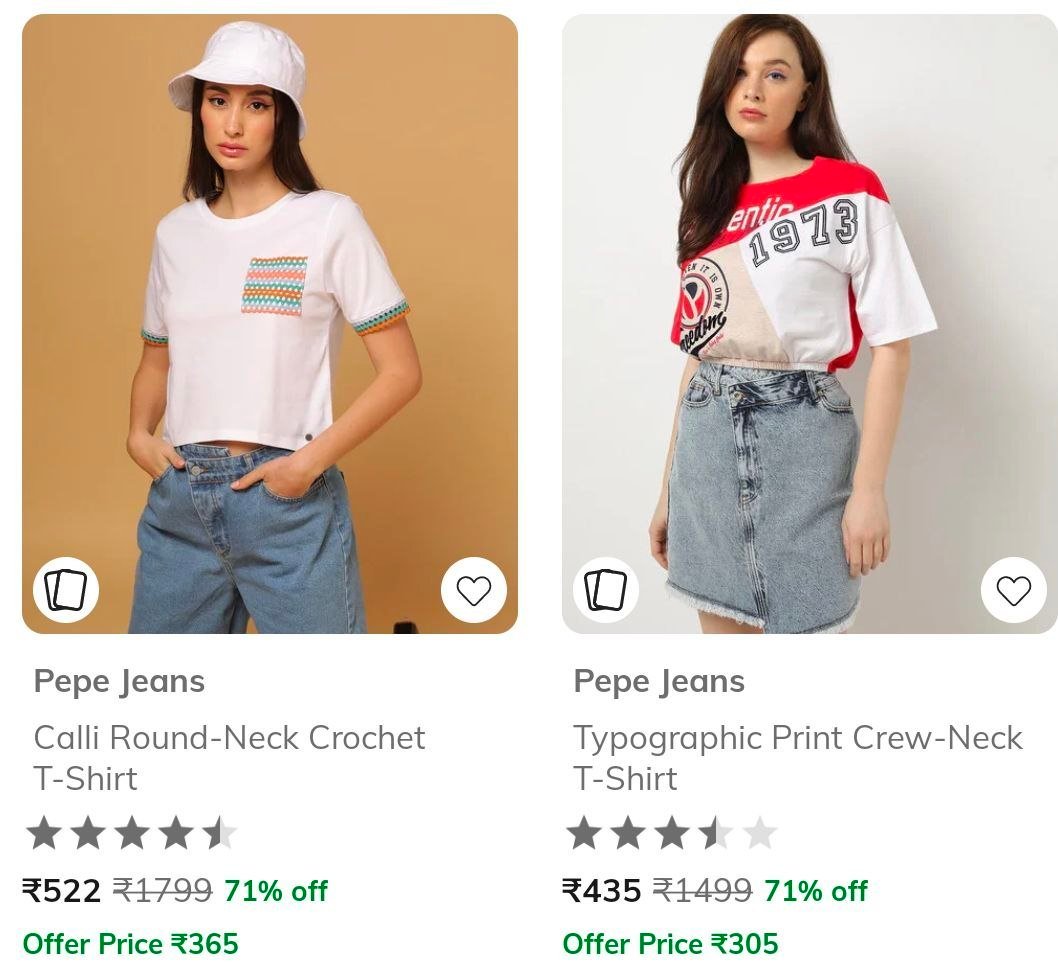 Ajio Loot 75 On Pepe Jeans Clothing Mens Womens Bo