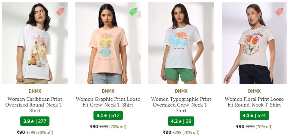 Ajio Loot 75 On Women T-shirts Starting From 