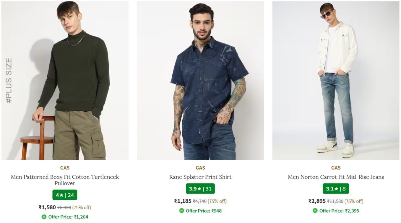 Ajio Loot 77 On Gas Clothing Men Women