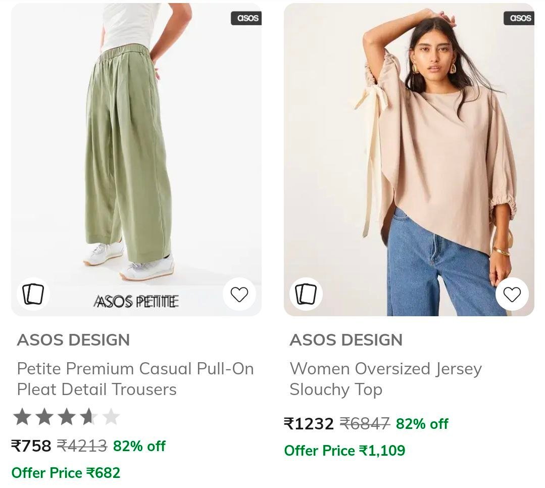 Ajio Loot 82 On Asos Design Clothing Women Me