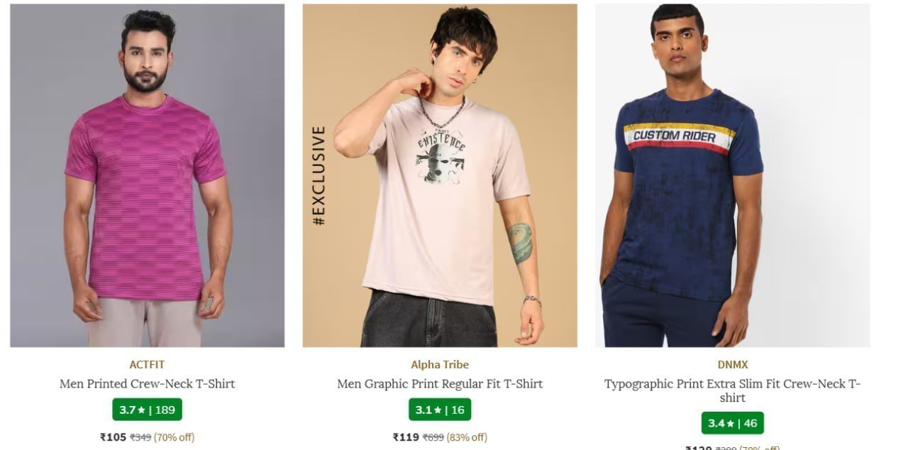 Ajio Loot 90 On Clothing Mens Clothing T-shir