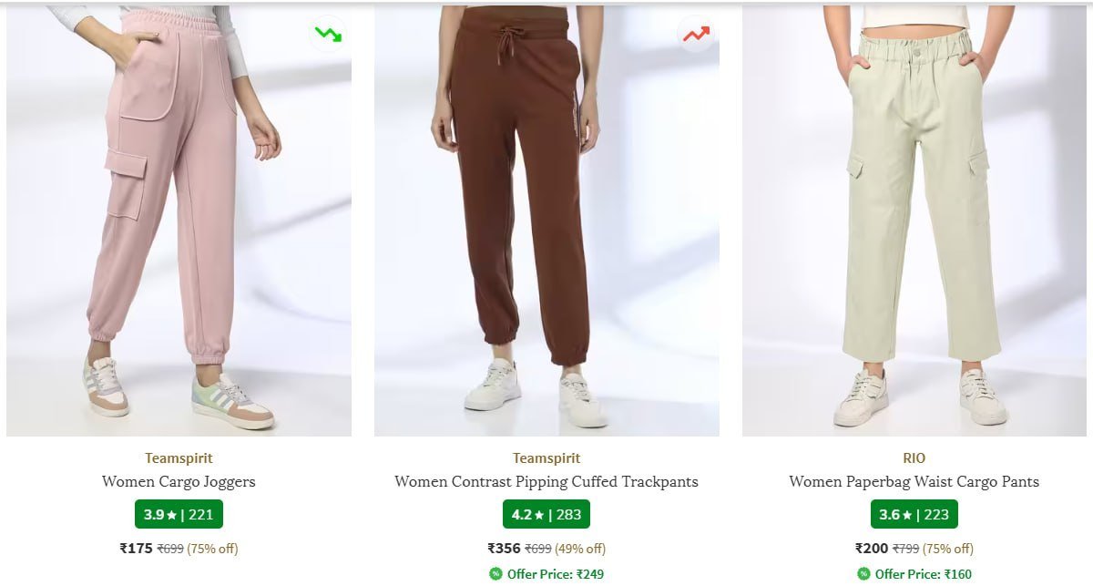 Ajio Loot Cargo Pants Starts 175women Men