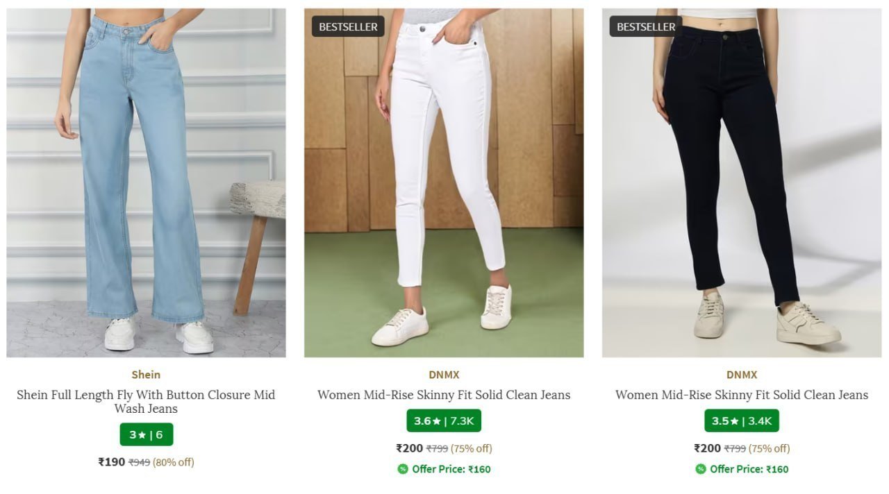 Ajio Loot Jeans Starts 190 Women Men