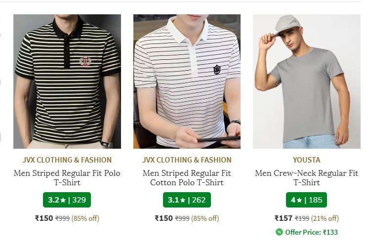 Ajio Loot Men Polo T-shirts Starts 150oversiz