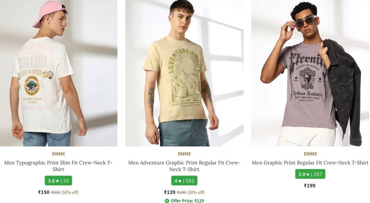 Ajio Loot Topwear Clothing Under 199men S Wom