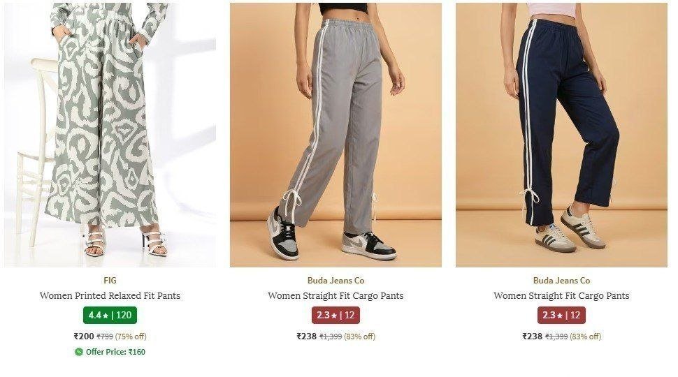 Ajio Loot Women Cargo Pants Shorts And Many More Starts At 299