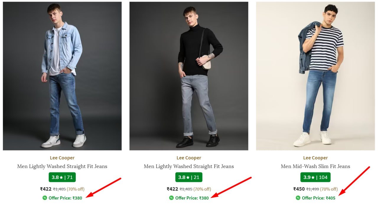 Ajio Men Branded Jeans Start 422master Link Lee Co