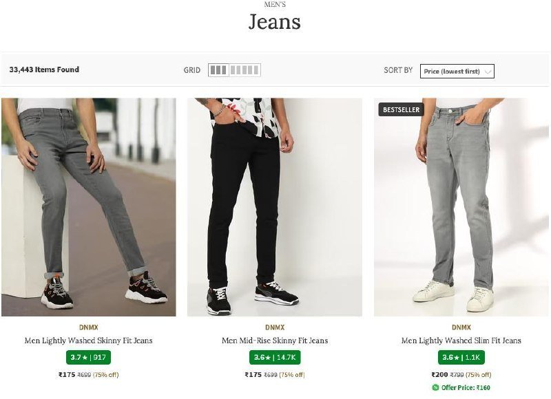 Ajio Men S Jeans Up To 89 Premium Jeans From 