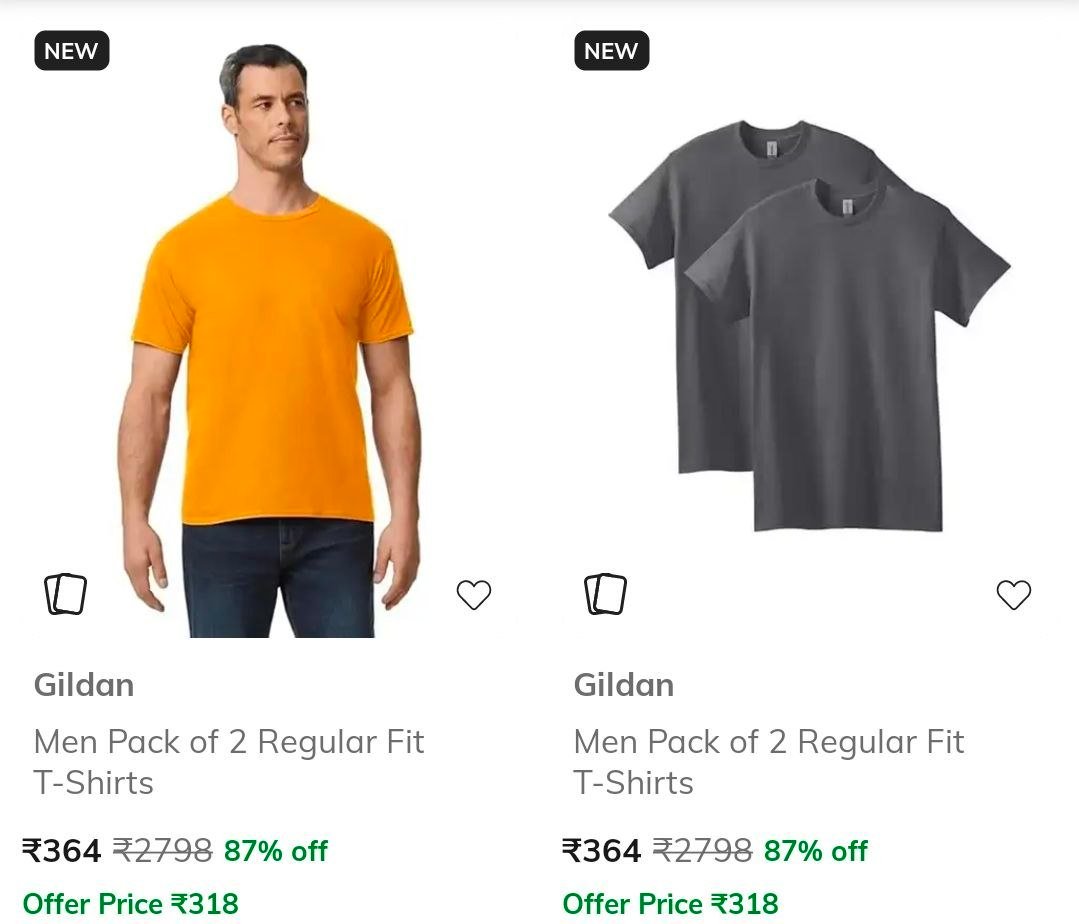 Ajio Printed T-shirt Pack Of 2 87 Link