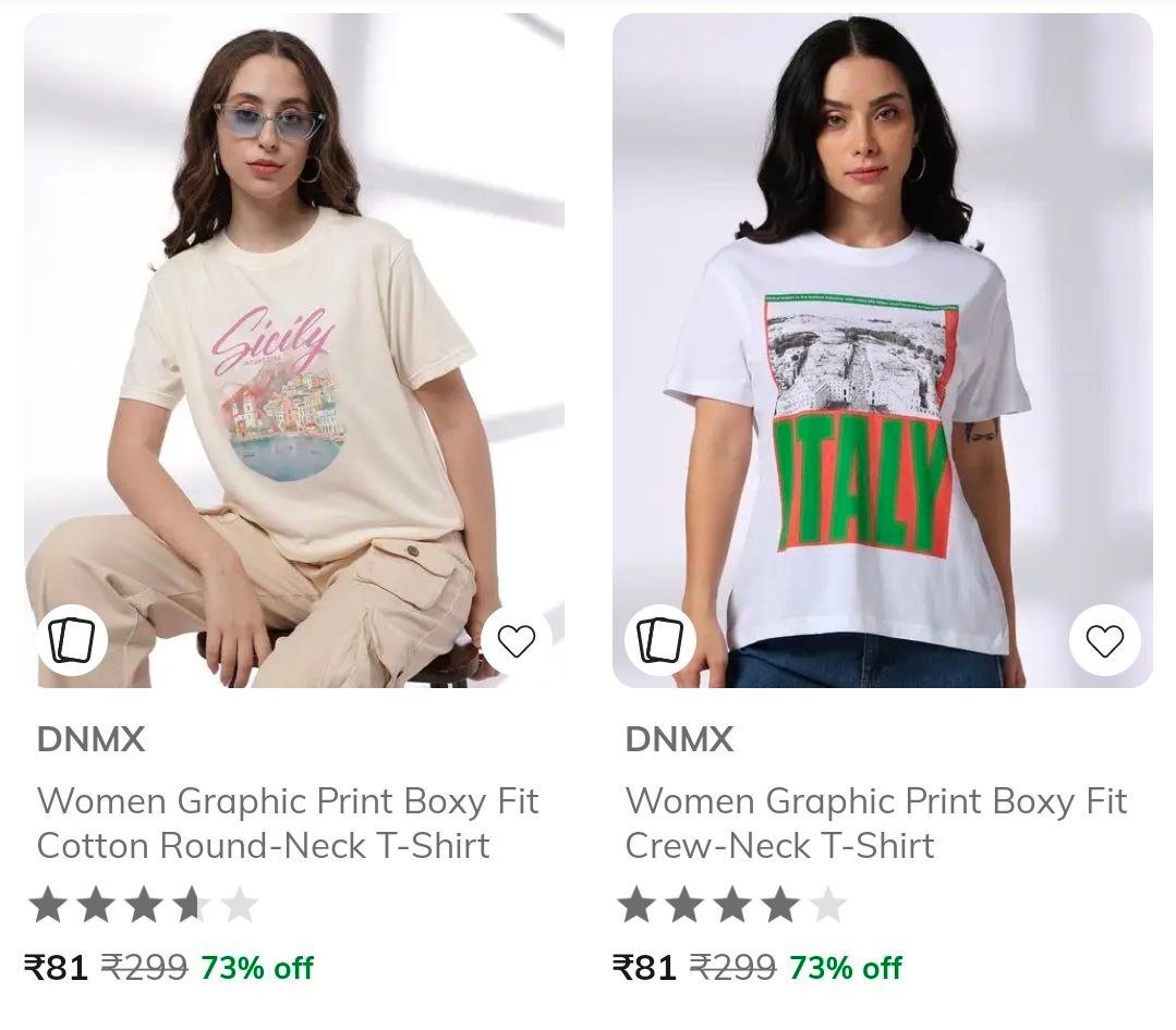 Ajio T-shirts Start 80 Women Men Cargo Pants 