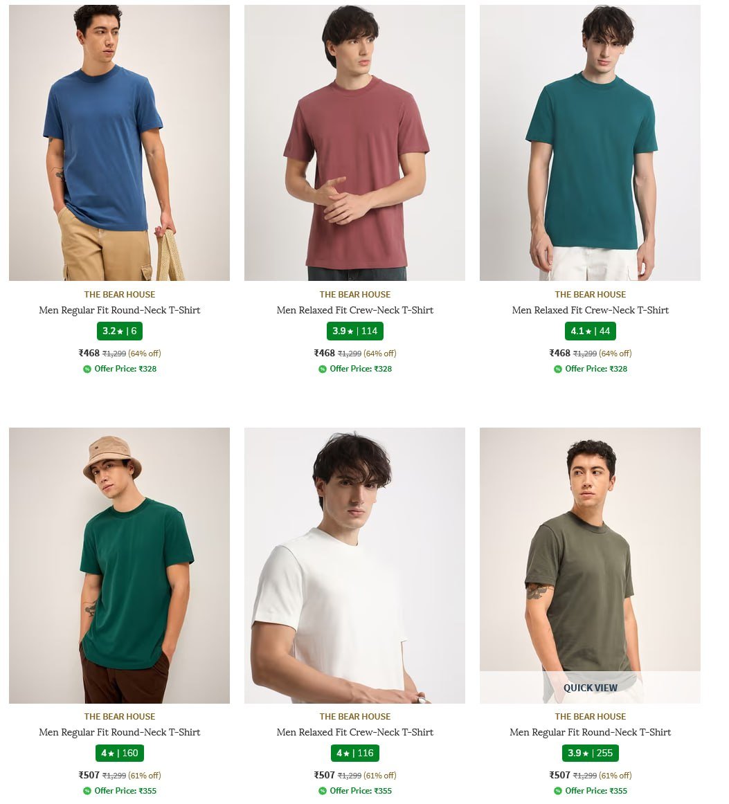 Ajio The Bear House Men S T-shirts Starting A