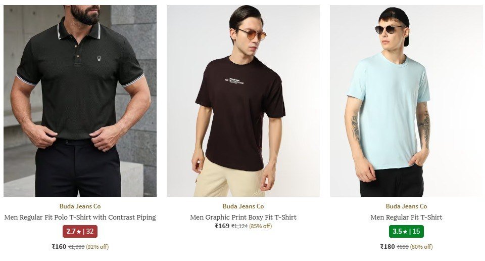 Ajio - Up To 92 On Buda Jeans Co Clothing T-s