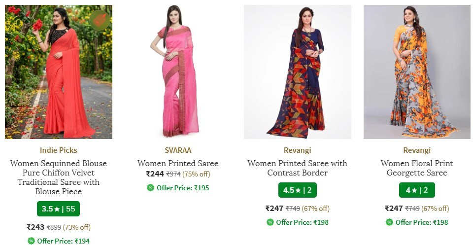 Ajio Women S Sarees Starting 243 Link