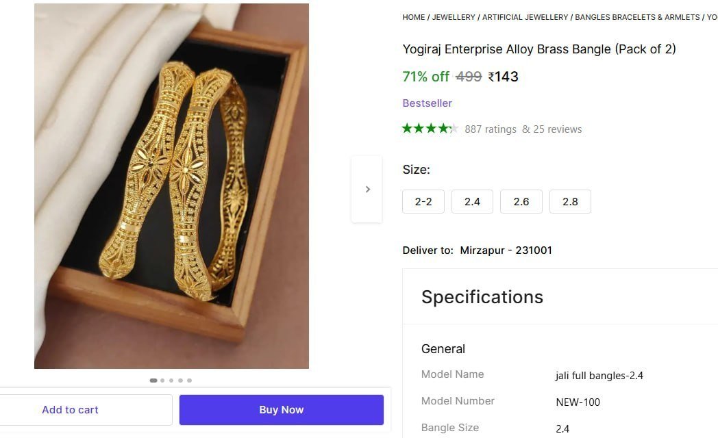 Alloy Brass Bangle (pack Of 2) 143