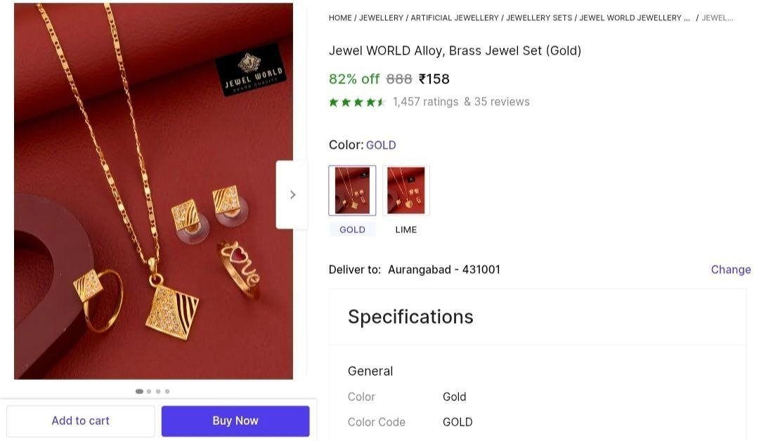 Alloy Brass Jewel Set 158