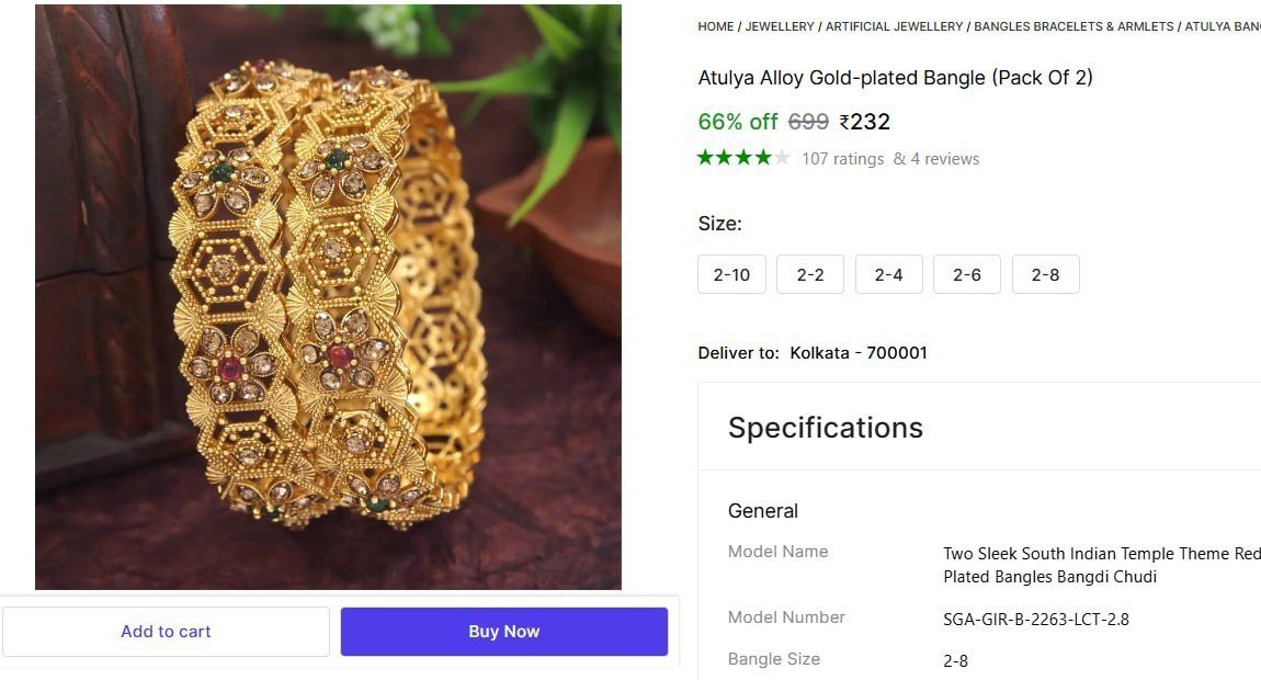 Alloy Gold-plated Bangle (pack Of 2) 232