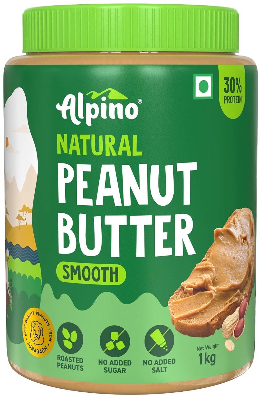 Alpino Natural Peanut Butter Smooth 1kg Unsweetene