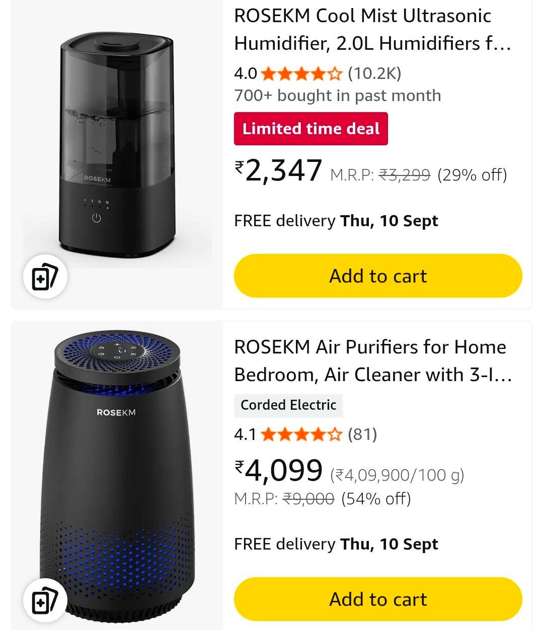 Amazon 54 On Rosekm Air Purifier Humidifier (clean