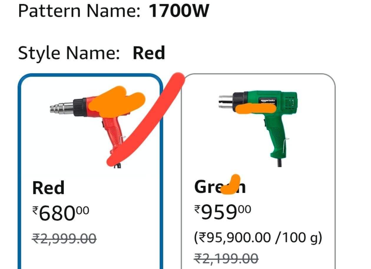 Amazon Basics 1700w Heat Gun At Rs 680 Other 