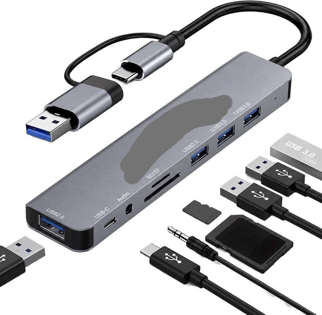Amazon Basics 8-in-1 Usb Hub With Dual Plug (usb- 