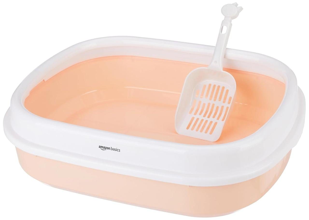 Amazon Basics Cat Litter Box Tray With Scooper Sem