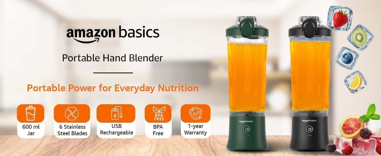 Amazon Basics Portable Hand Blender 600 Ml 1494 Re