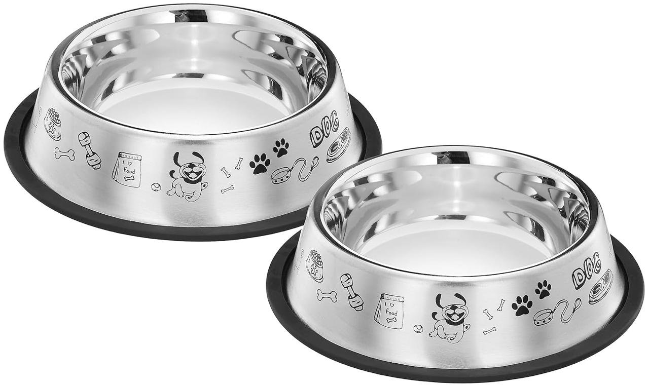 Amazon Basics Stainless Steel Printed Pet Bow