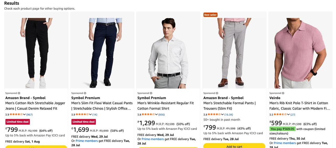 Amazon Brand - Symbol Fashion Sale Starting From Just 249 Up To