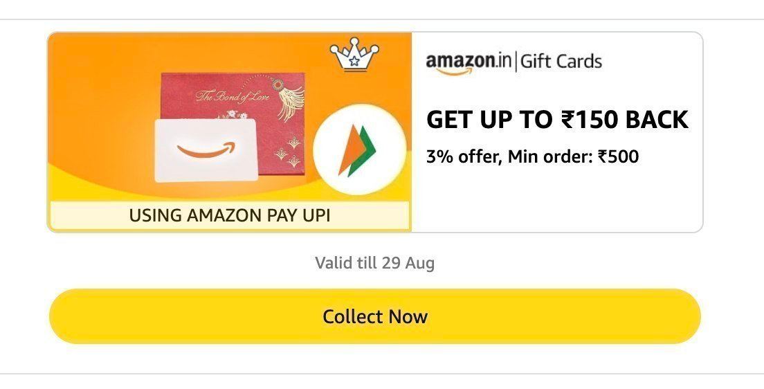 Amazon Get 3 Cashback 150 On Amazon Pay Gift 