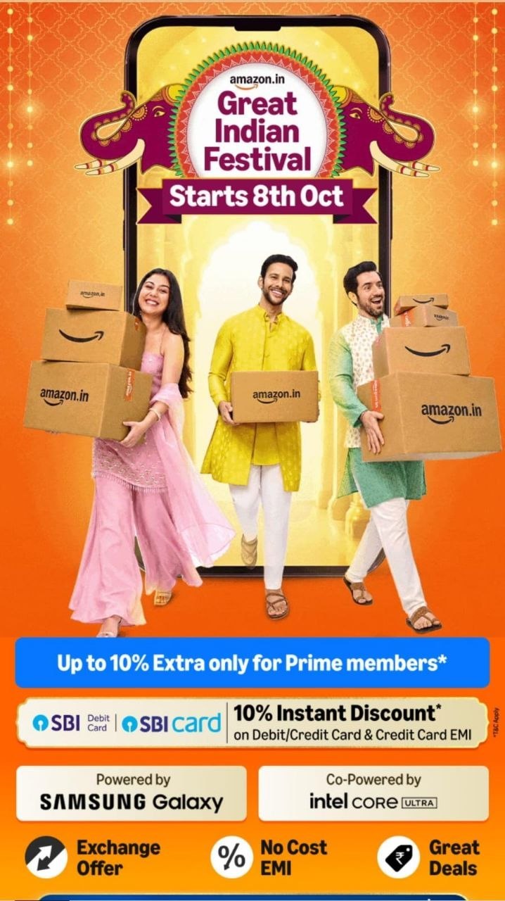 Amazon Great Indian Festival Starts 8th October Link 10 Instant Discount On