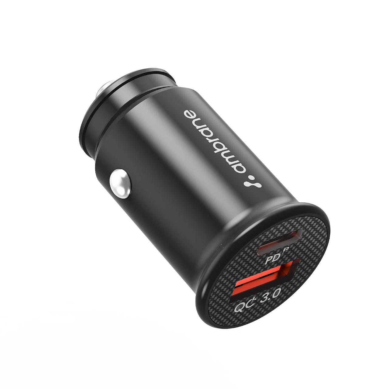 Ambrane 22w Fast Car Charger Dual Port Pd Qc Type 