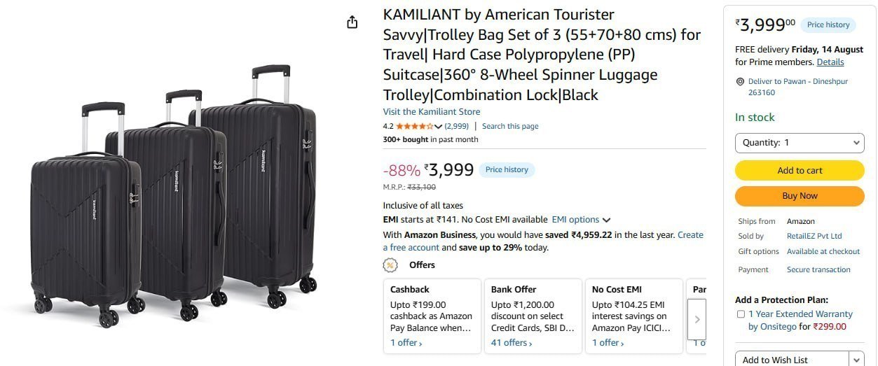 American Tourister Trolley Bag Set Of 3 3999