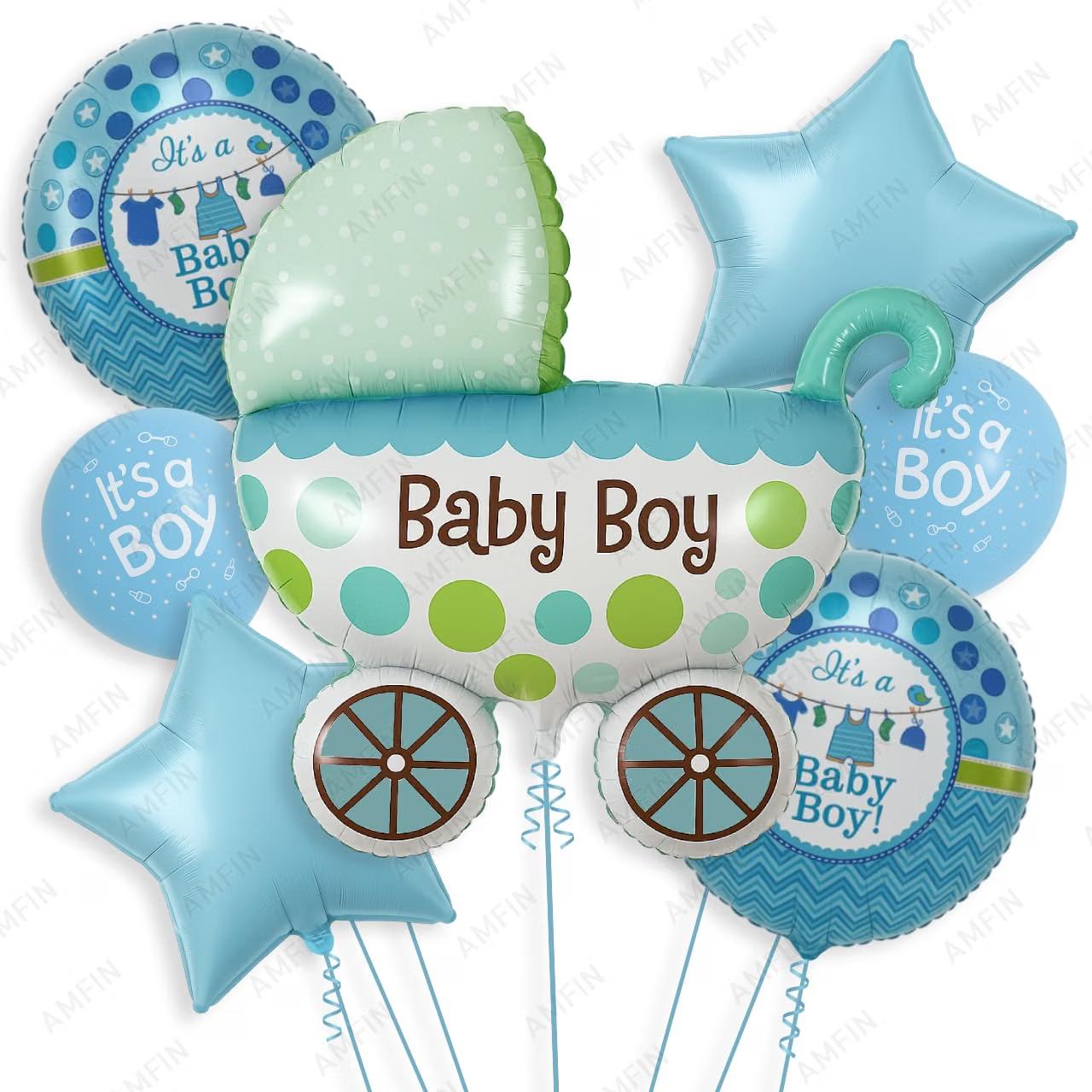 Amfin (pack Of 7) Cradle Shape Baby Shower Foil Balloons Baby Shower