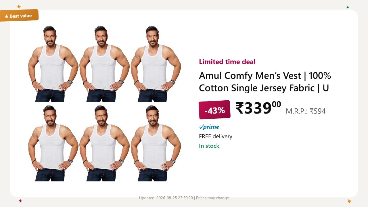 Amul Comfy Mens Vest (pack Of 6) 339