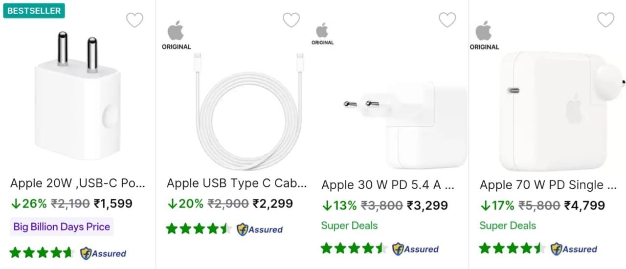Apple Chargers Cables Starting From Rs 1599