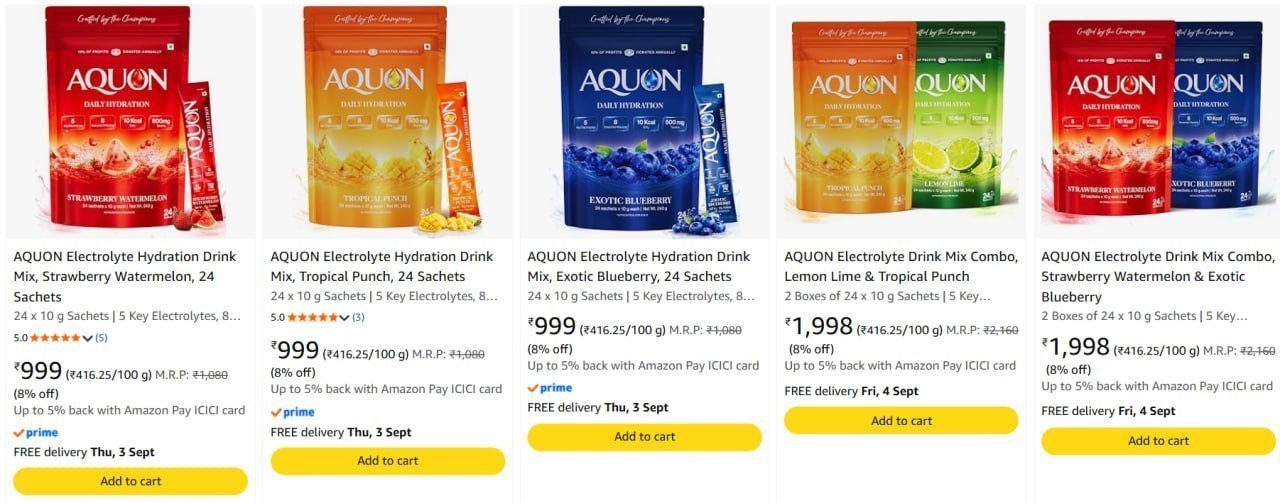 Aquon Electrolyte Hydration Drink Mix Strawbe