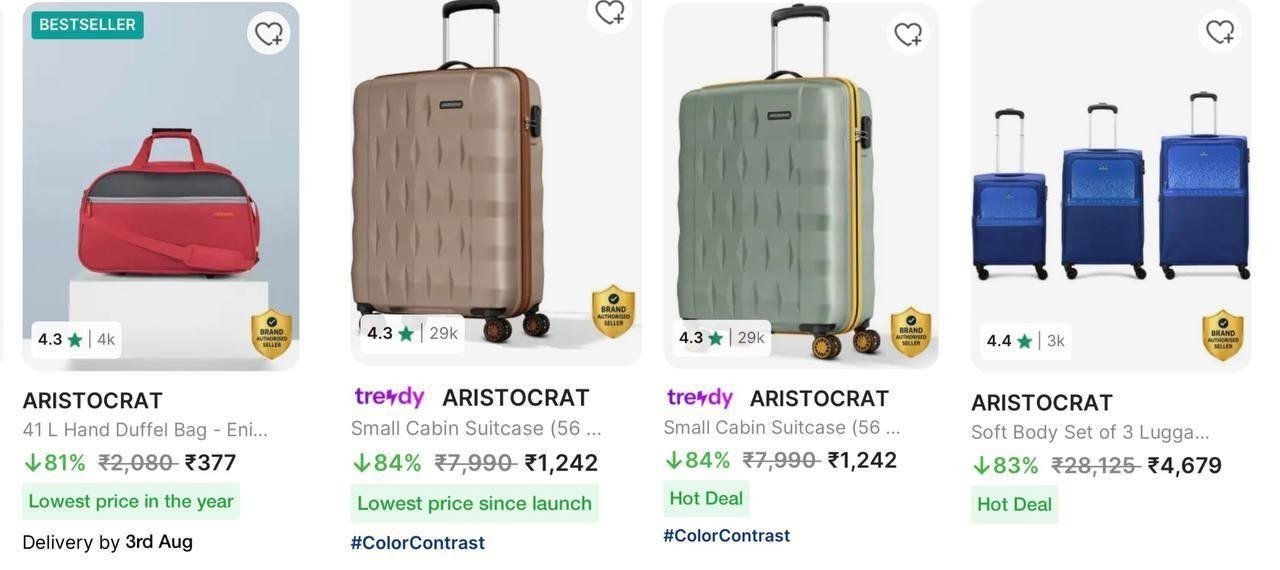 Aristocrat Luggages Duffel Bags Starts 377