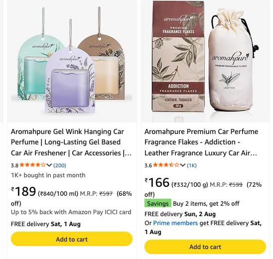 Aromahpure Car Perfume Fresheners Sale Starting Fr