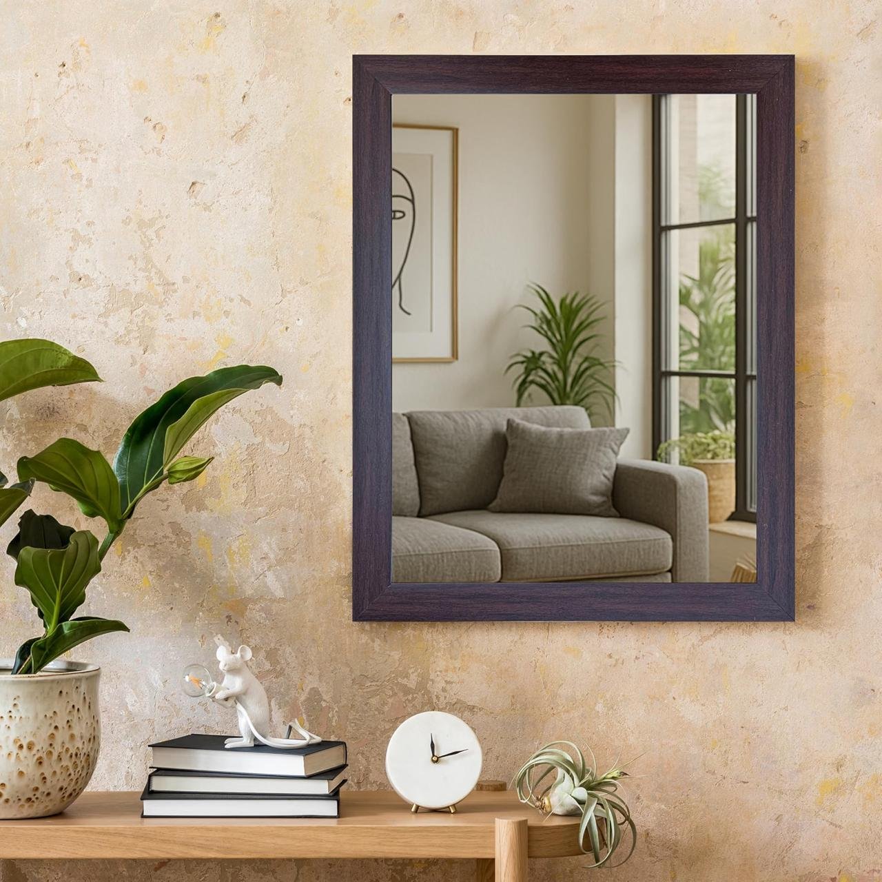 Art Street Bathroom Wall Mirror Brown Wall Mount R