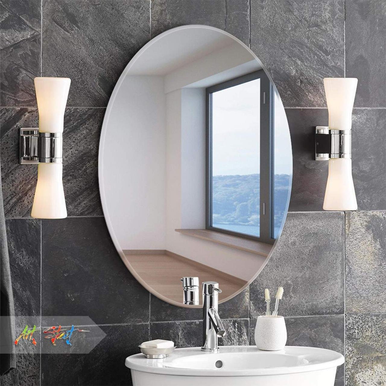 Art Street Glass Oval Frame Wall Mirror Hd Va