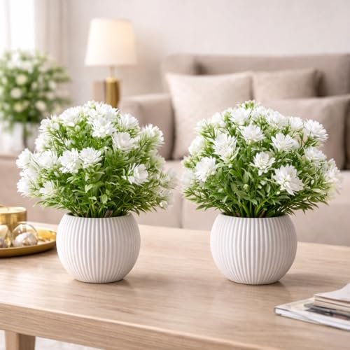 Artificial Green And White Flower Plant With 