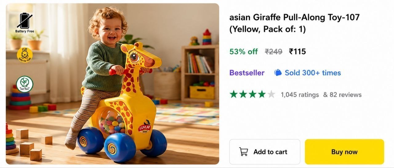 Asian Giraffe Pull Along Toy 115