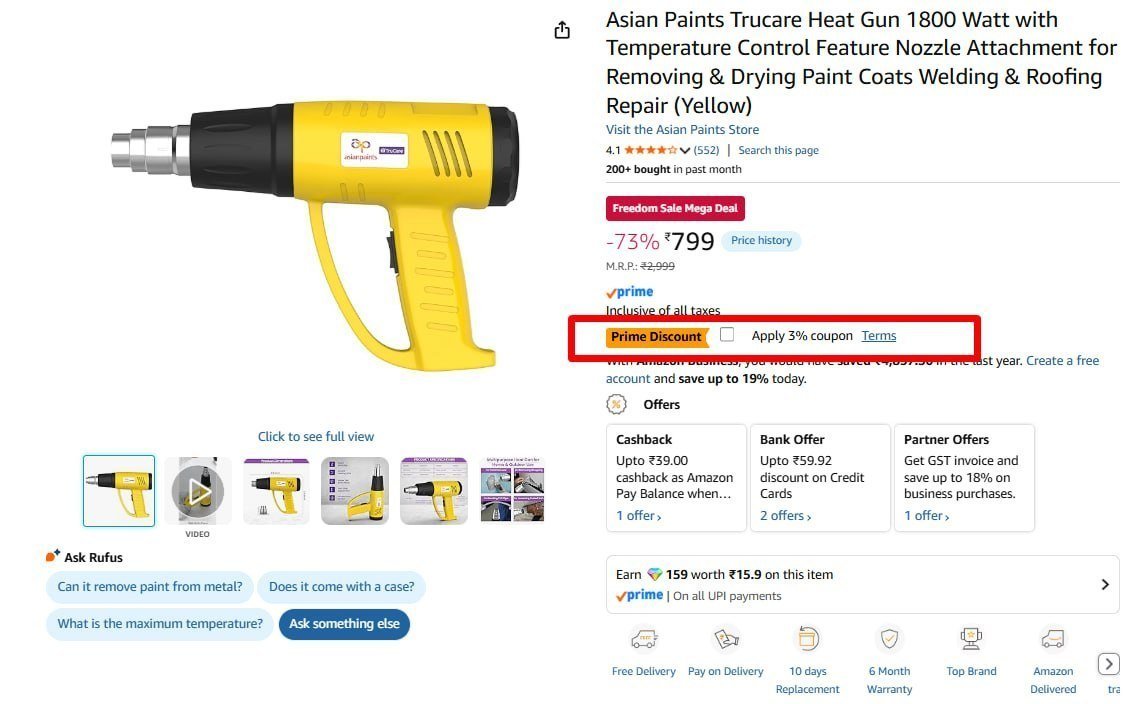 Asian Paints Trucare Heat Gun 1800 Watt 775