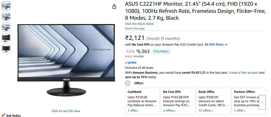 Asus C2221hf Monitor 21 45 Fhd (1920 X 1080) 