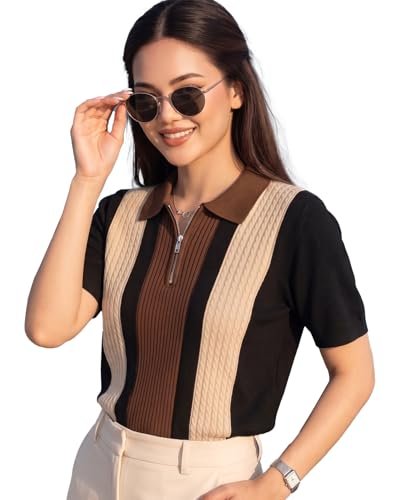 Ausk Womens Casual Summer Polo Knit T-shirt Z