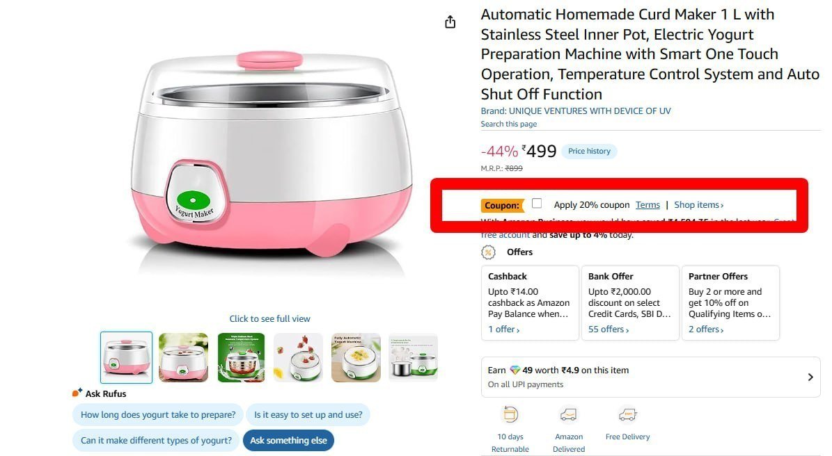 Automatic Homemade Curd Maker 1 Ltr 399 20