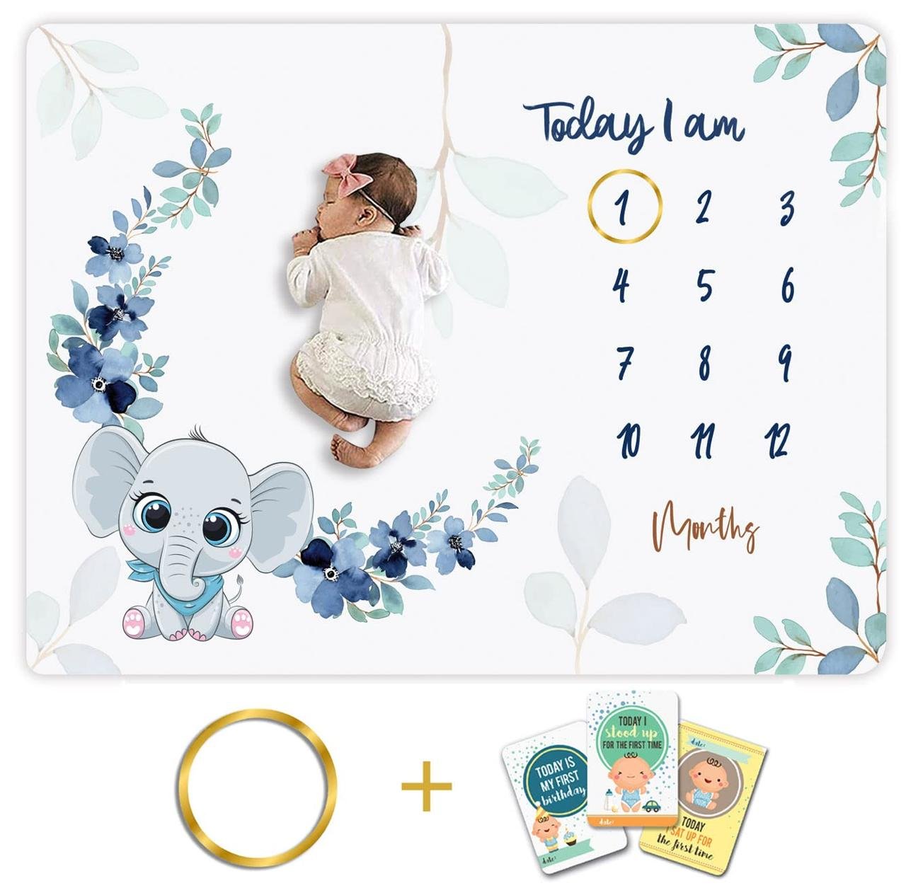 Baby Monthly Milestone Blanket Includes Woode