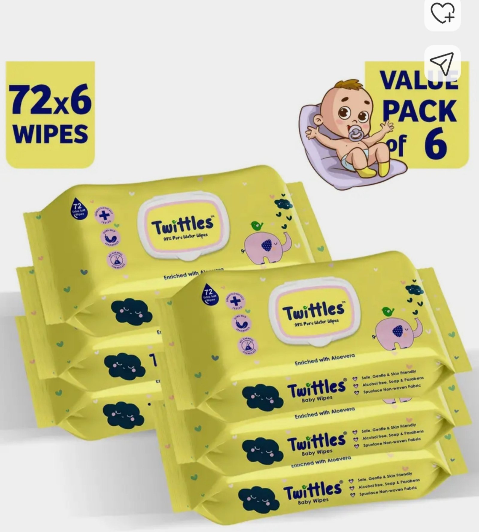Baby Wipeswith Lid (pack Of 6 432 Pcs) At 258