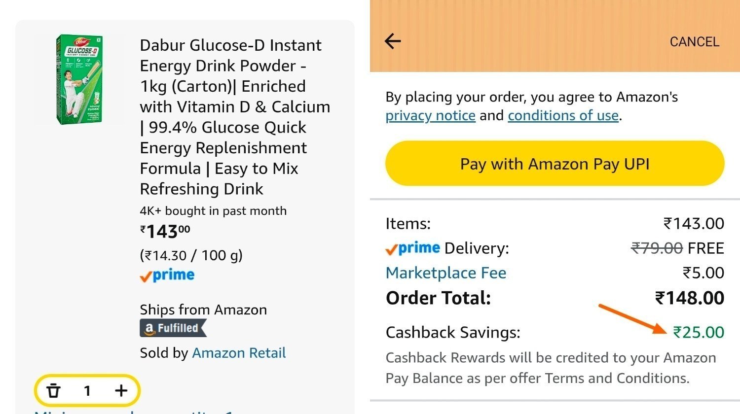 Back 1kg 123collect - Then Buy - 25 Cashback 